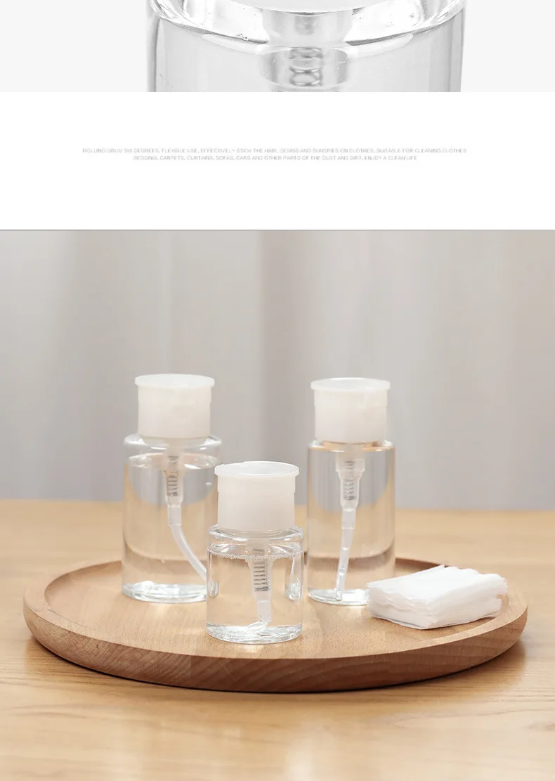 Refillable Bottles Push-type Bottling Push Down Empty Pump Dispenser Bottle for Nail Polish and Makeup Remover Bottle Packaging