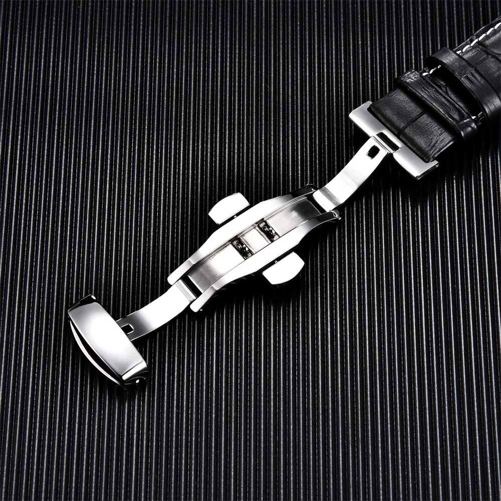 Genuine Calfskin Leather Watchbands Business Replace Watch Band 18mm 20mm 22mm 24mm With Butterfly Buckle Wristwatch Strap