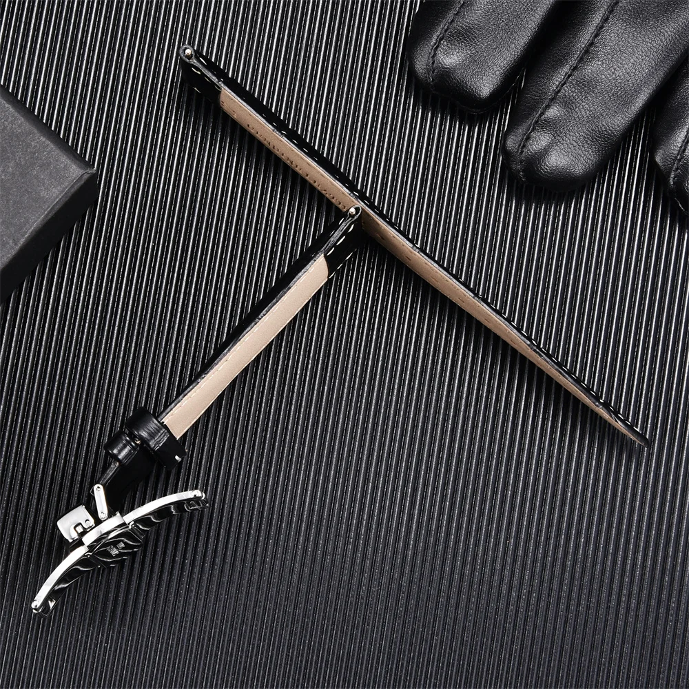 Genuine Calfskin Leather Watchbands Business Replace Watch Band 18mm 20mm 22mm 24mm With Butterfly Buckle Wristwatch Strap