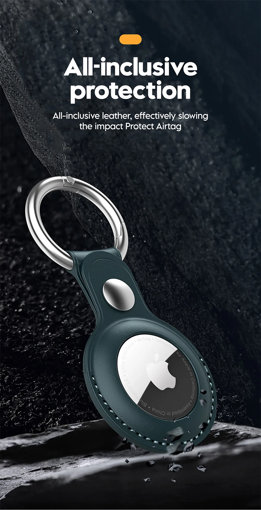 Vothoon PU Leather Case for Apple Airtag Protective Case Cover for Apple Locator Tracker Anti lost Device Keychain