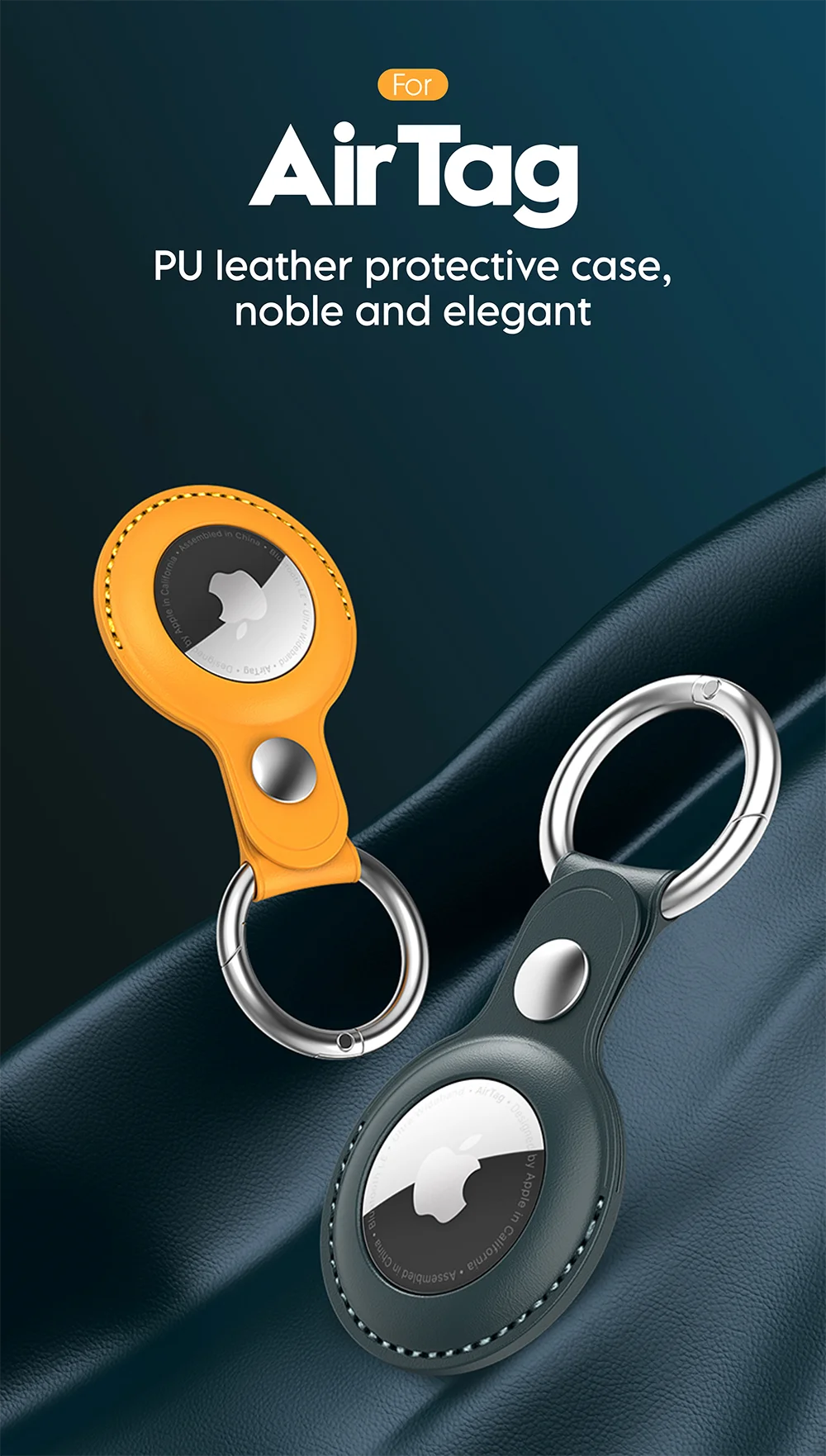 Vothoon PU Leather Case for Apple Airtag Protective Case Cover for Apple Locator Tracker Anti lost Device Keychain