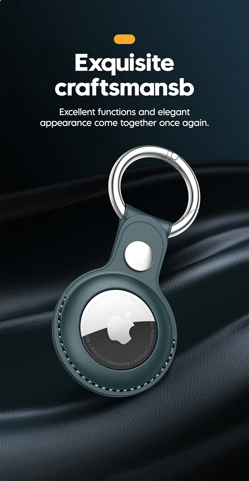 Vothoon PU Leather Case for Apple Airtag Protective Case Cover for Apple Locator Tracker Anti lost Device Keychain
