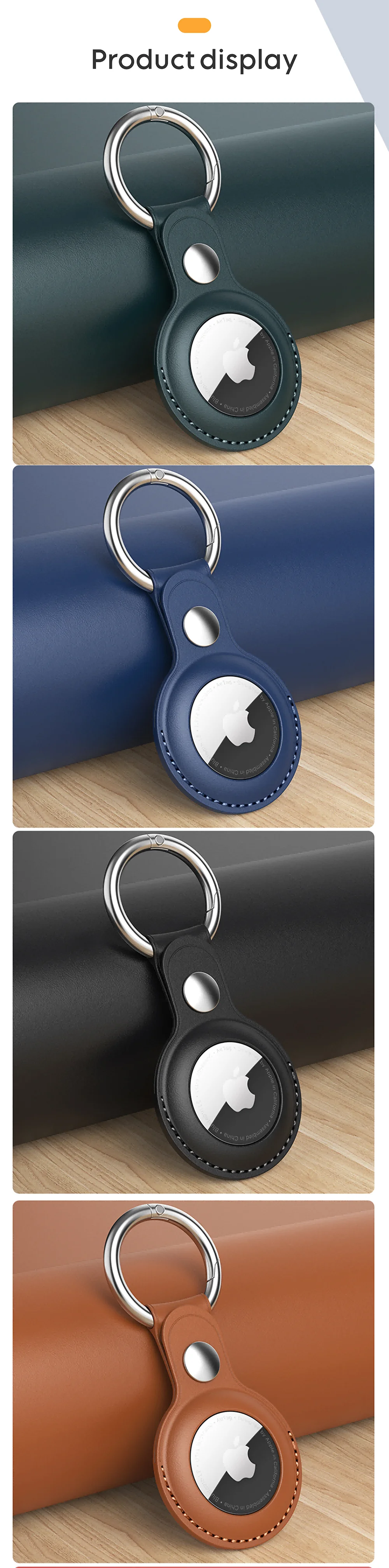 Vothoon PU Leather Case for Apple Airtag Protective Case Cover for Apple Locator Tracker Anti lost Device Keychain