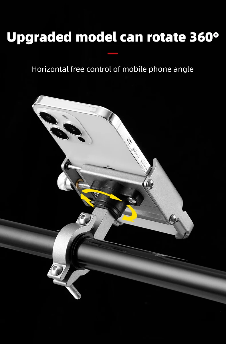 Bike Phone Holder 360 Rotation Bicycle Phone Holder for 4.7-7.0 Inch Devices Motorcycle Handlebar Mobile Phone Stand