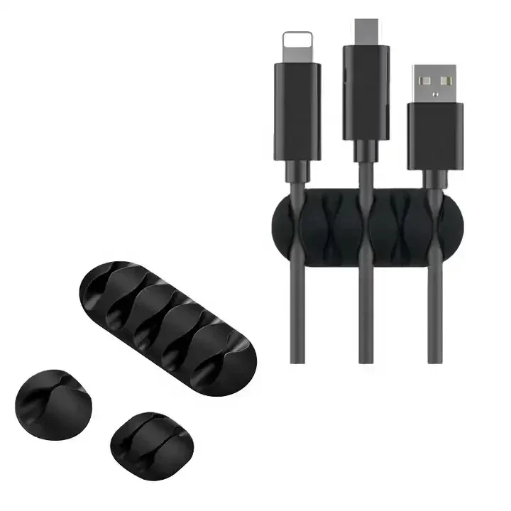 VIKEFON Cable Cord Wire Organizer Silicone USB Cable Winder Management Clips Self Adhesive for Mouse Keyboard Headset For iPhone