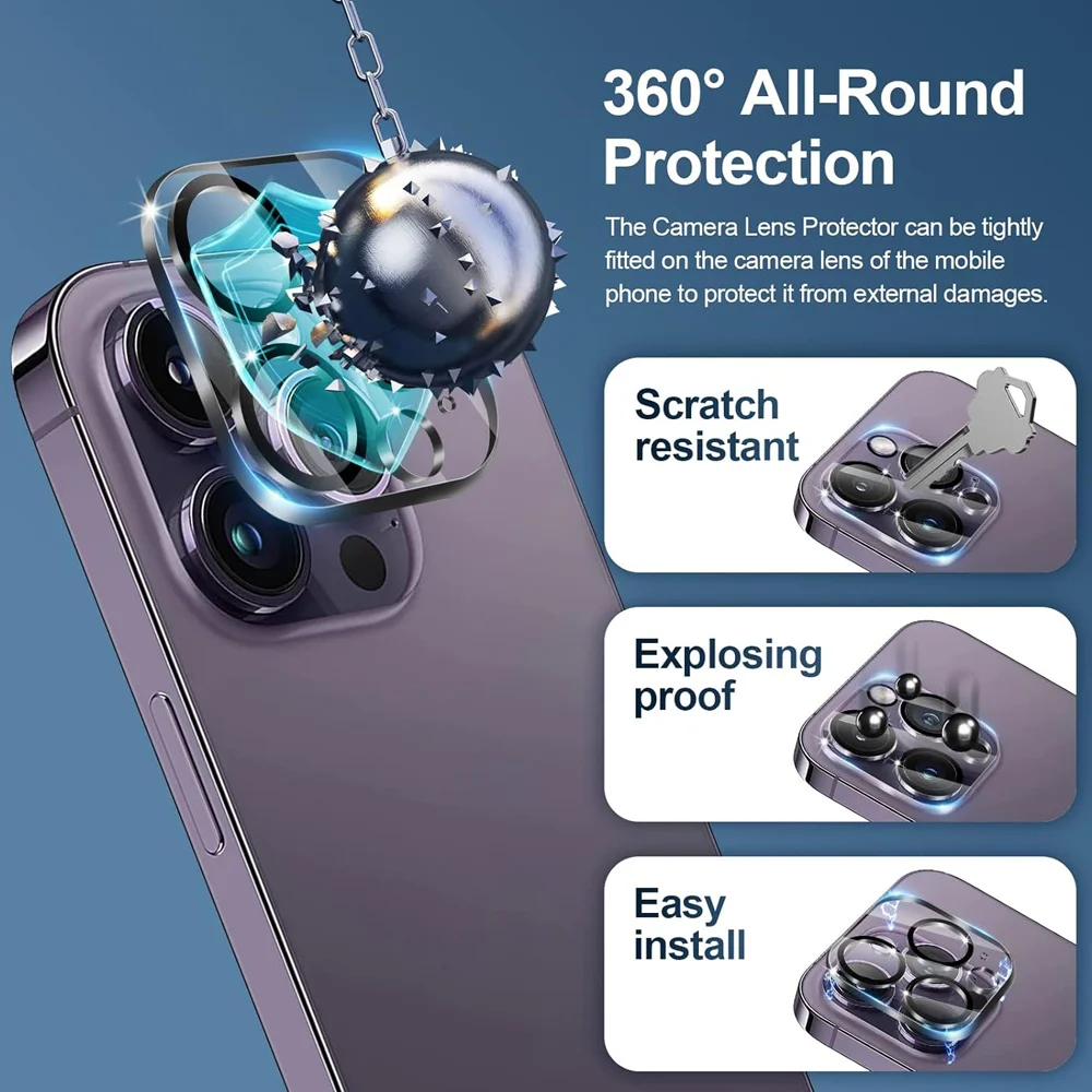 Screen Protection For iPhone 16 15 17 18 14 13 12 11 Pro Max Tempered Glass iPhone 15 Pro Camera Lens Film iPhone 16 Plus 13 Min