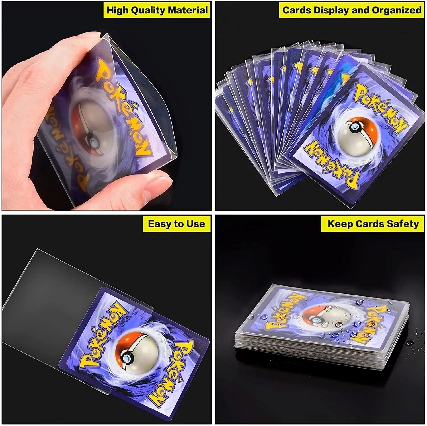100pcs Transparent Card Sleeves fit for Playing Games TCG Protector PKM PTCG Cards Folder Yugioh sports photo Case Holder Toy