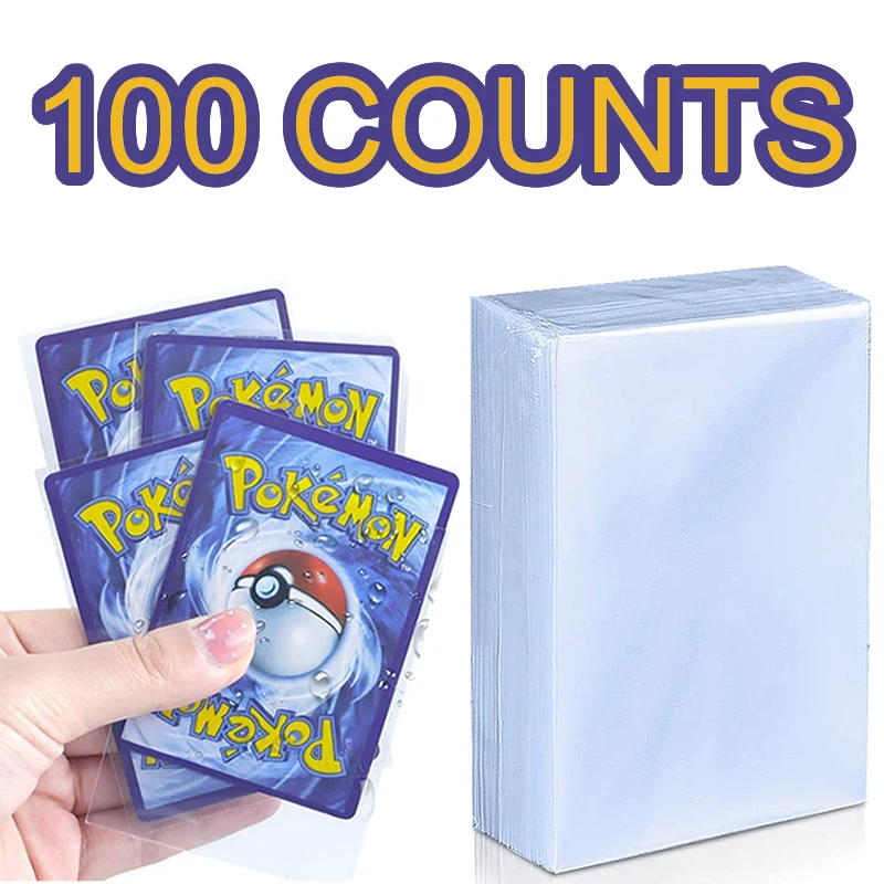 100pcs Transparent Card Sleeves fit for Playing Games TCG Protector PKM PTCG Cards Folder Yugioh sports photo Case Holder Toy