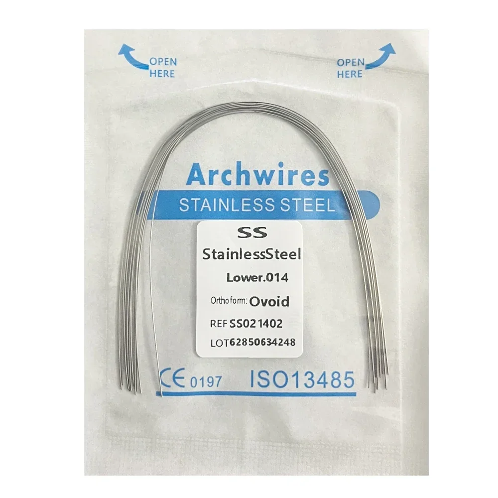 10pack Dental Arch Wires Orthodontic Super Elastic Stainless Steel Round Rectangle Archwire Lower/Upper 012/014/020/16x16/16x22