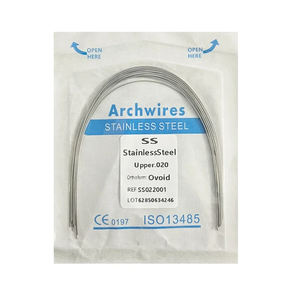 10pack Dental Arch Wires Orthodontic Super Elastic Stainless Steel Round Rectangle Archwire Lower/Upper 012/014/020/16x16/16x22
