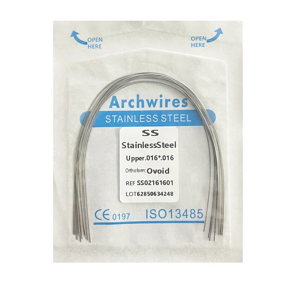 10pack Dental Arch Wires Orthodontic Super Elastic Stainless Steel Round Rectangle Archwire Lower/Upper 012/014/020/16x16/16x22