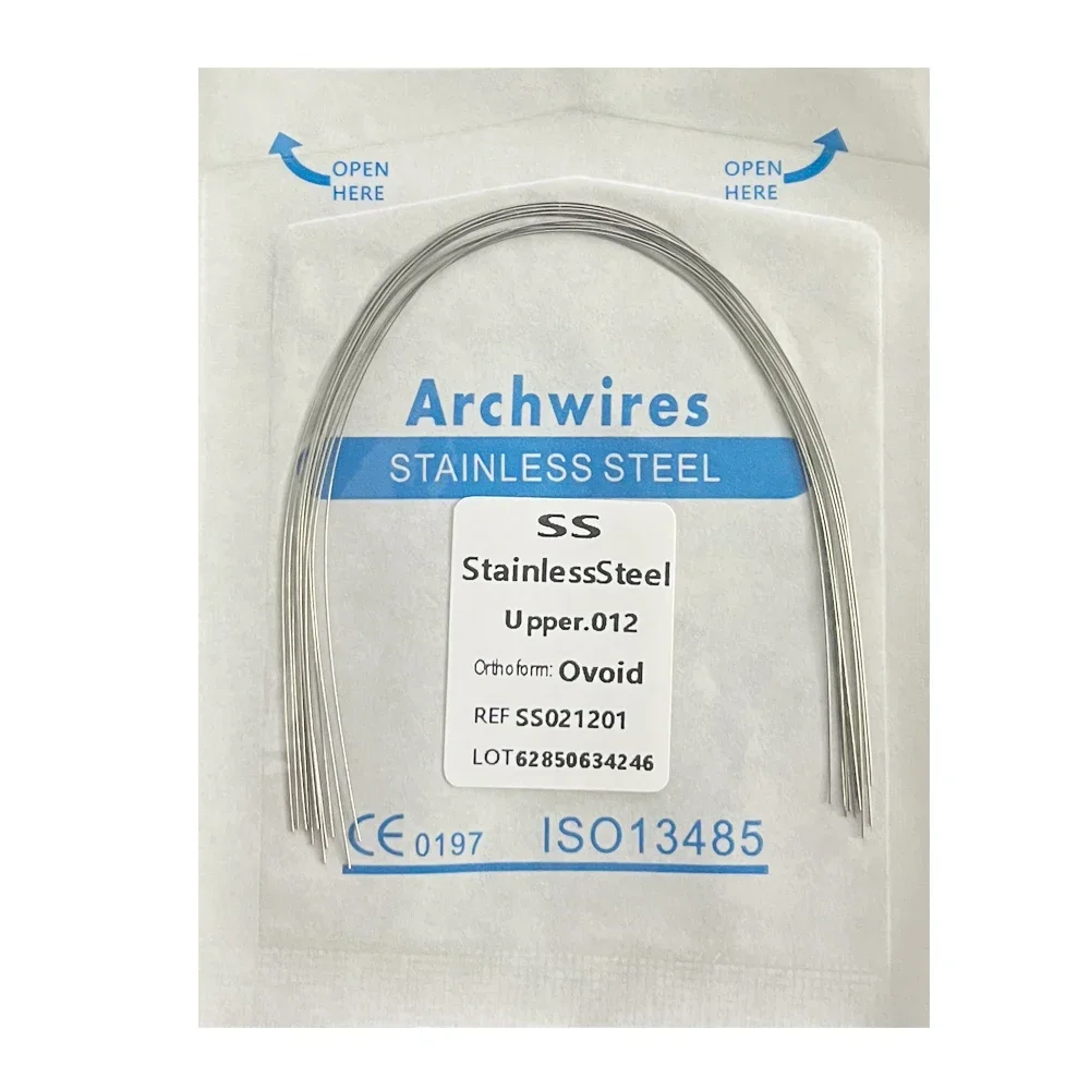 10pack Dental Arch Wires Orthodontic Super Elastic Stainless Steel Round Rectangle Archwire Lower/Upper 012/014/020/16x16/16x22