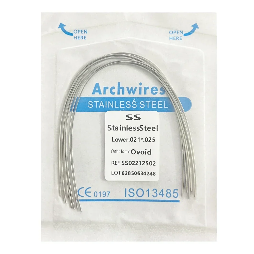 10pack Dental Arch Wires Orthodontic Super Elastic Stainless Steel Round Rectangle Archwire Lower/Upper 012/014/020/16x16/16x22