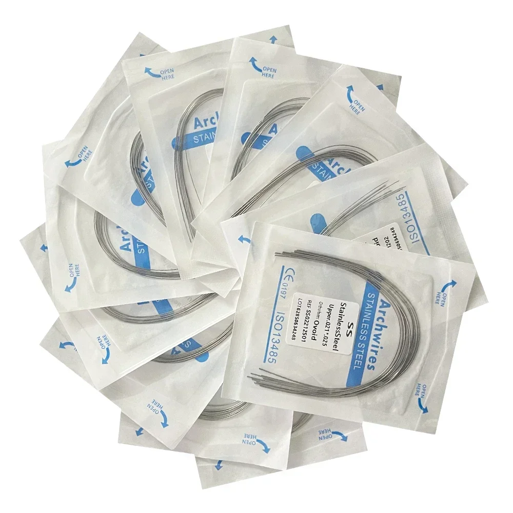 10pack Dental Arch Wires Orthodontic Super Elastic Stainless Steel Round Rectangle Archwire Lower/Upper 012/014/020/16x16/16x22