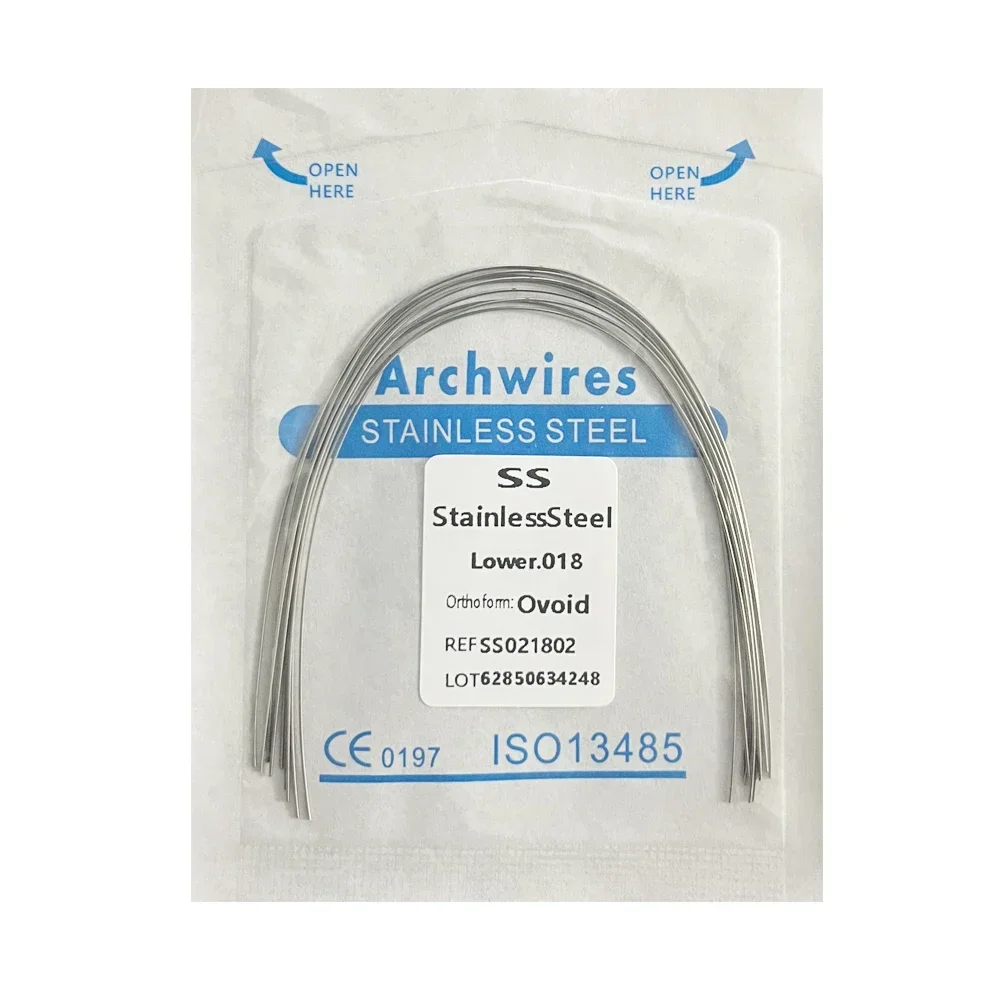 10pack Dental Arch Wires Orthodontic Super Elastic Stainless Steel Round Rectangle Archwire Lower/Upper 012/014/020/16x16/16x22