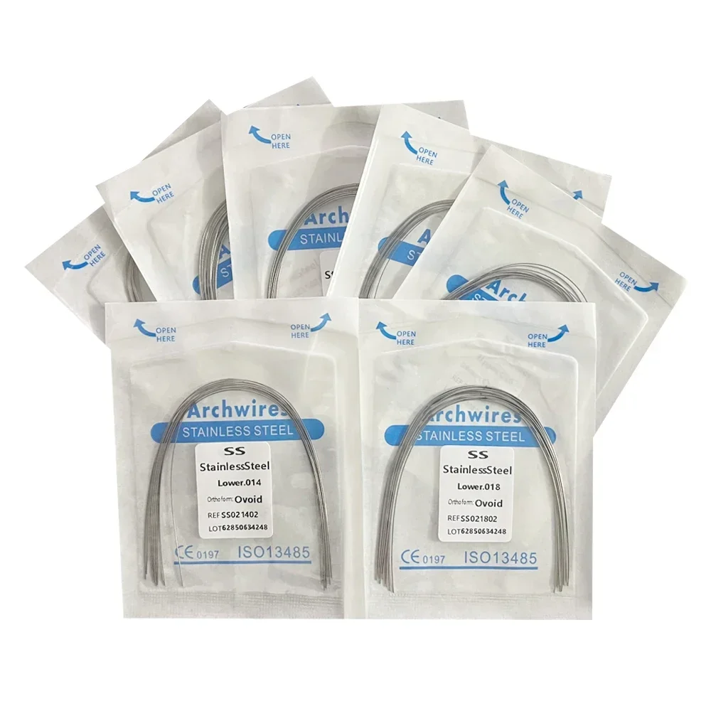 10pack Dental Arch Wires Orthodontic Super Elastic Stainless Steel Round Rectangle Archwire Lower/Upper 012/014/020/16x16/16x22