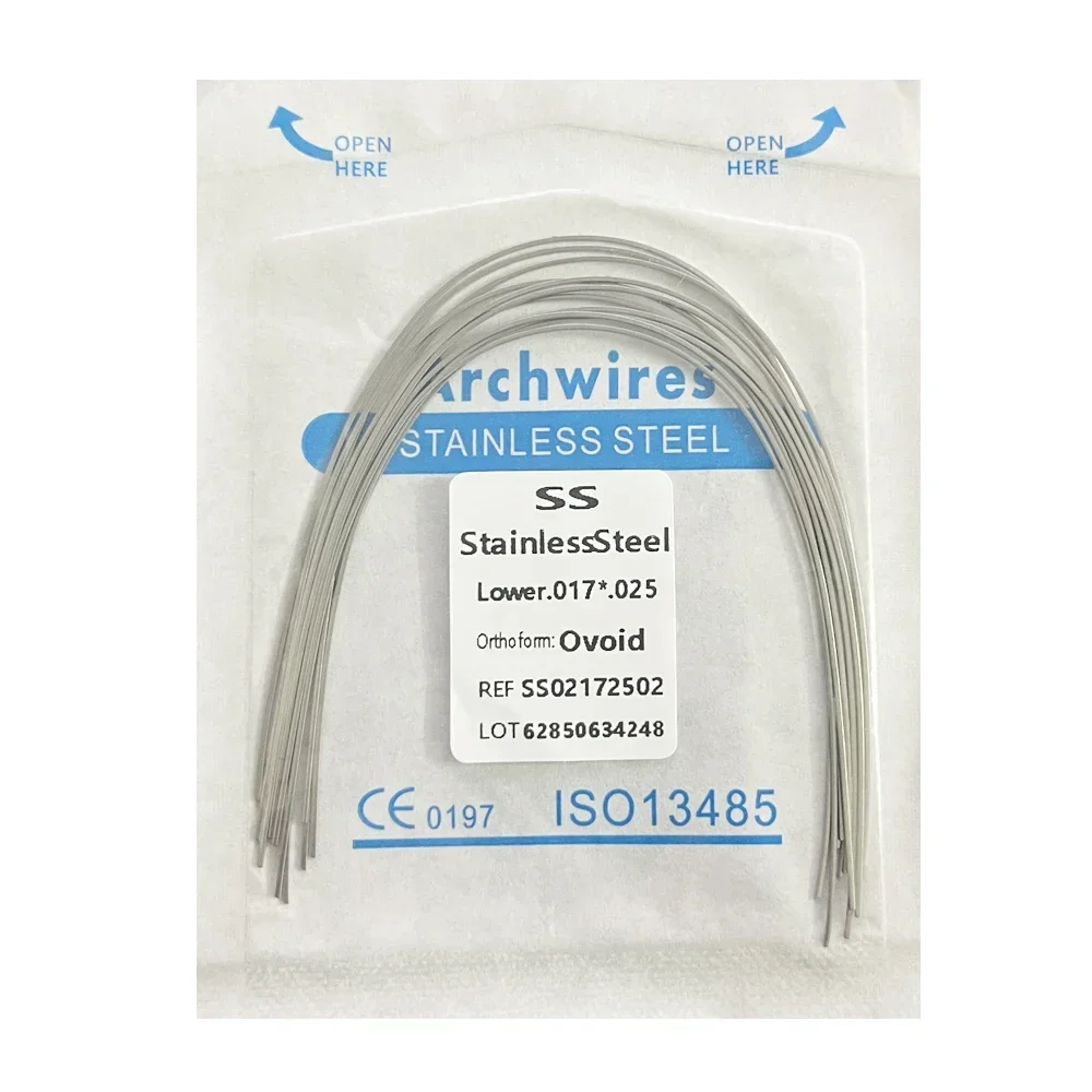 10pack Dental Arch Wires Orthodontic Super Elastic Stainless Steel Round Rectangle Archwire Lower/Upper 012/014/020/16x16/16x22