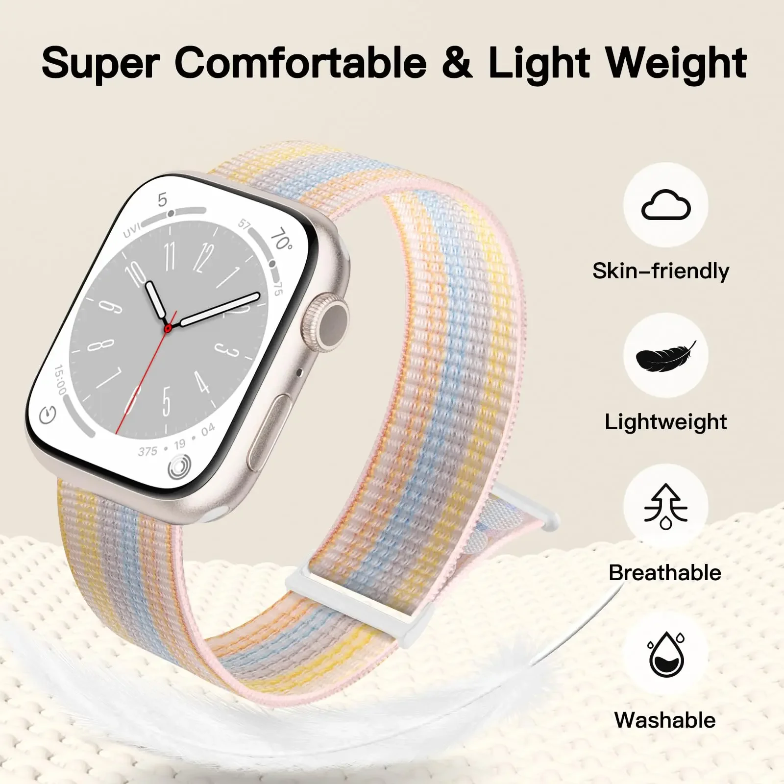 Nylon Loop Strap for Apple Watch Band 46mm 40mm 44mm 45mm 42mm 41mm 38mm Smart Belt Bracelet for IWatch Ultra 49mm 8/7/6/SE/5/4