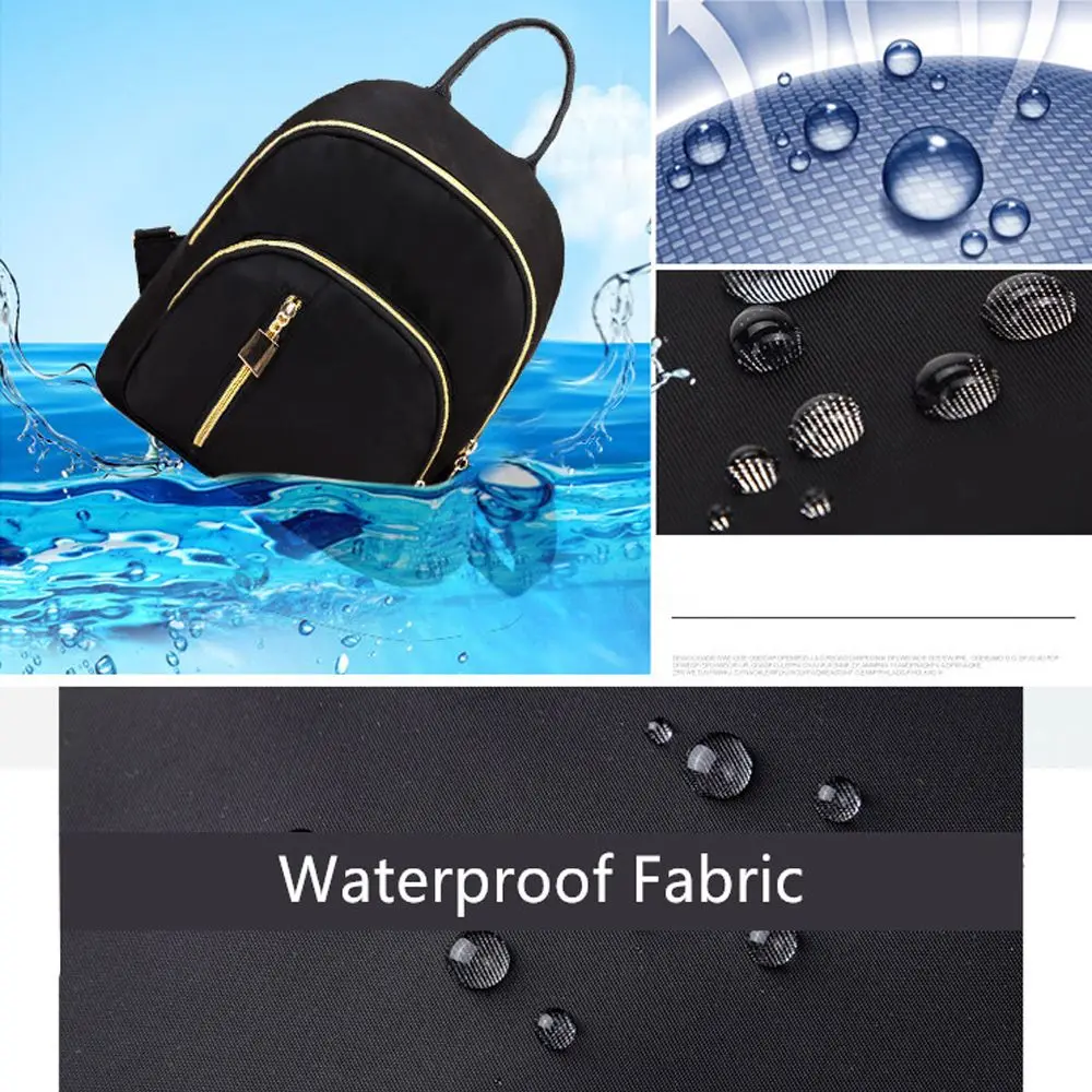 Women's Multi-Function Fashion Girl Nylon Daypack Travel Cute Mini Backpack Men Shoulder Bag Black Purse Hot