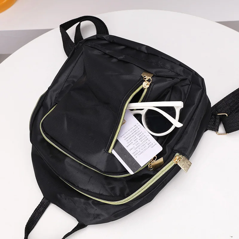 Women's Multi-Function Fashion Girl Nylon Daypack Travel Cute Mini Backpack Men Shoulder Bag Black Purse Hot