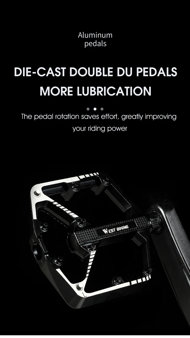 WEST BIKING DU Bearing Bicycle Pedal Anti-slip Cycling Pedal Ultralight Aluminum Alloy MTB Road Bike Pedal Bike Accessories