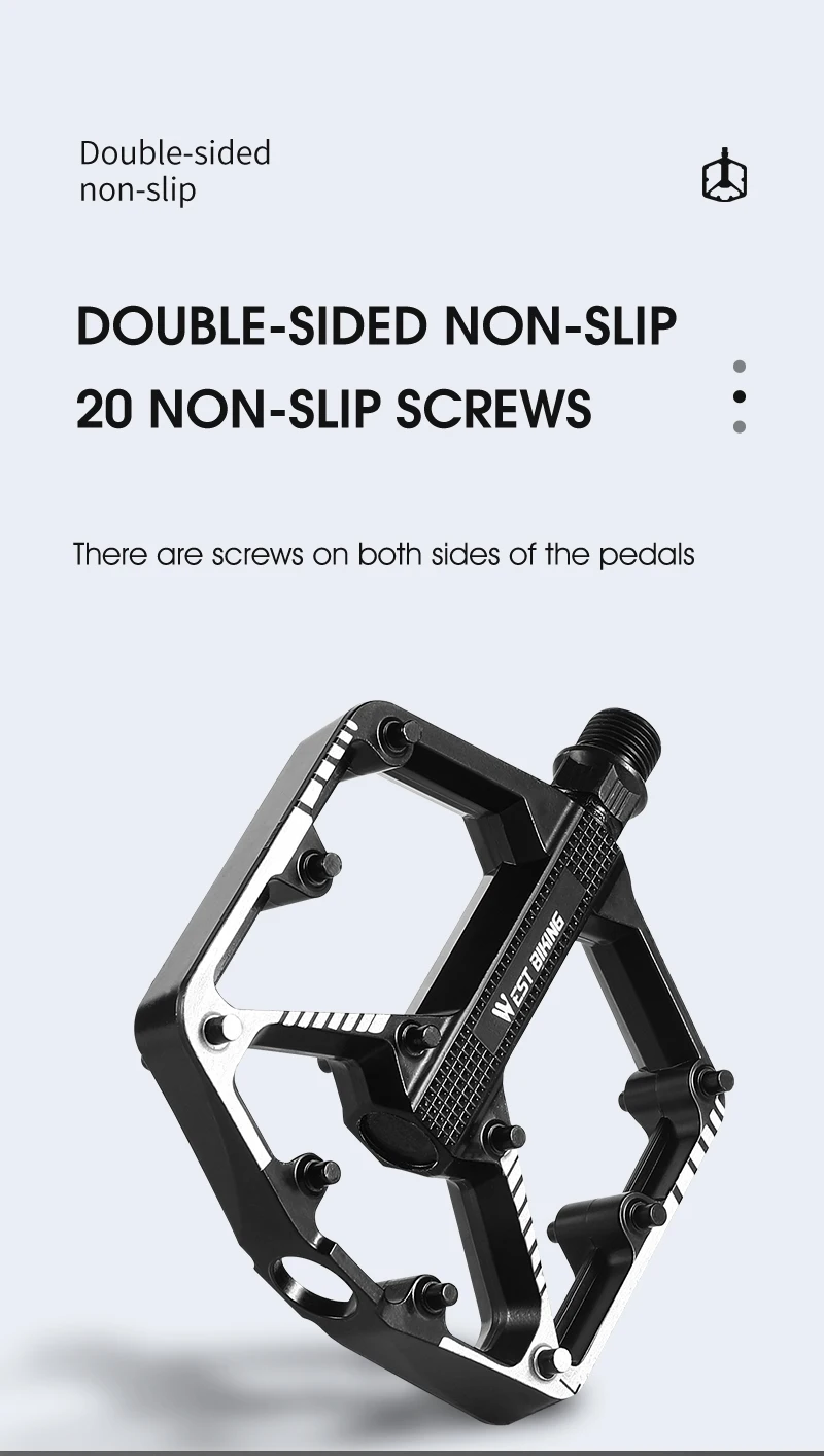 WEST BIKING DU Bearing Bicycle Pedal Anti-slip Cycling Pedal Ultralight Aluminum Alloy MTB Road Bike Pedal Bike Accessories