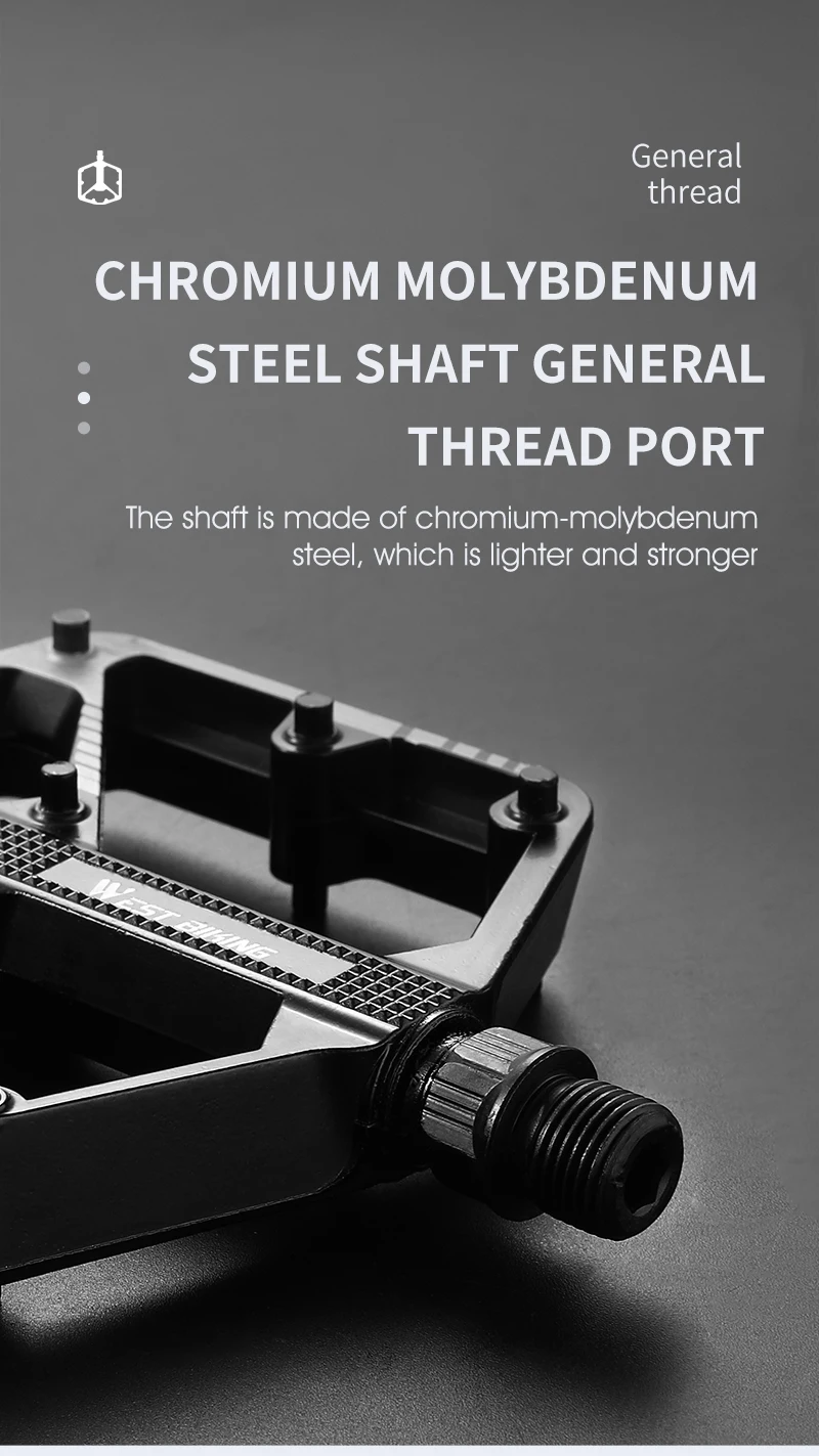 WEST BIKING DU Bearing Bicycle Pedal Anti-slip Cycling Pedal Ultralight Aluminum Alloy MTB Road Bike Pedal Bike Accessories