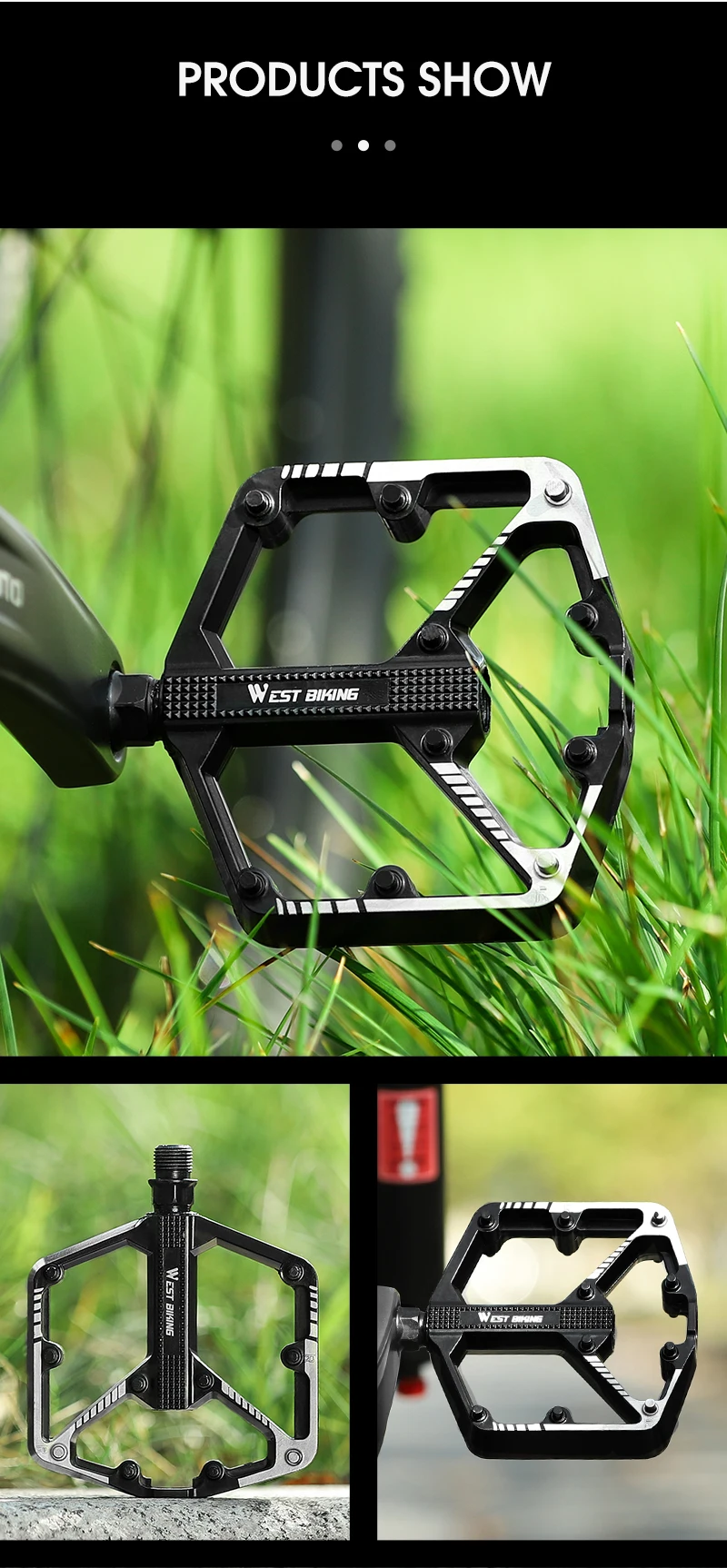 WEST BIKING DU Bearing Bicycle Pedal Anti-slip Cycling Pedal Ultralight Aluminum Alloy MTB Road Bike Pedal Bike Accessories