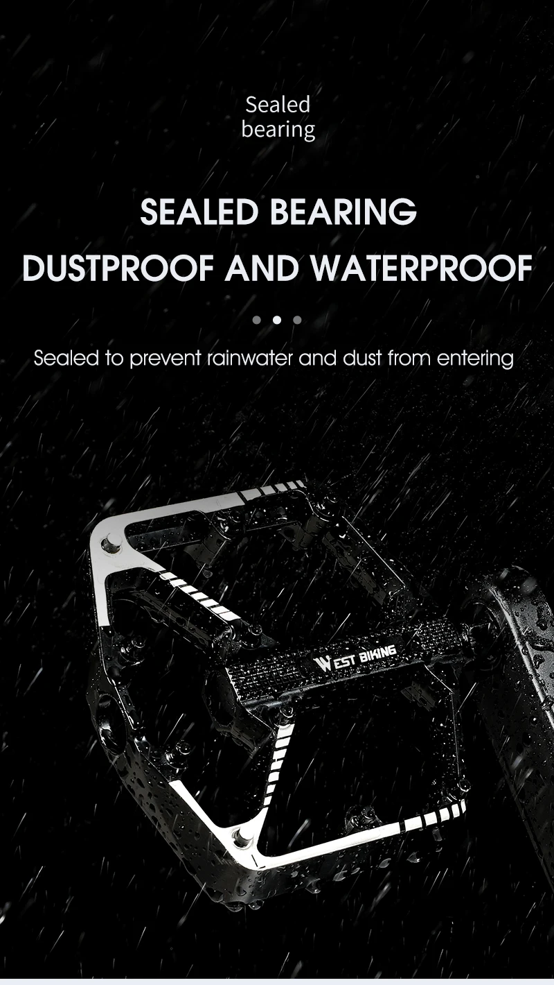 WEST BIKING DU Bearing Bicycle Pedal Anti-slip Cycling Pedal Ultralight Aluminum Alloy MTB Road Bike Pedal Bike Accessories