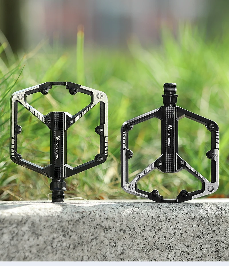 WEST BIKING DU Bearing Bicycle Pedal Anti-slip Cycling Pedal Ultralight Aluminum Alloy MTB Road Bike Pedal Bike Accessories