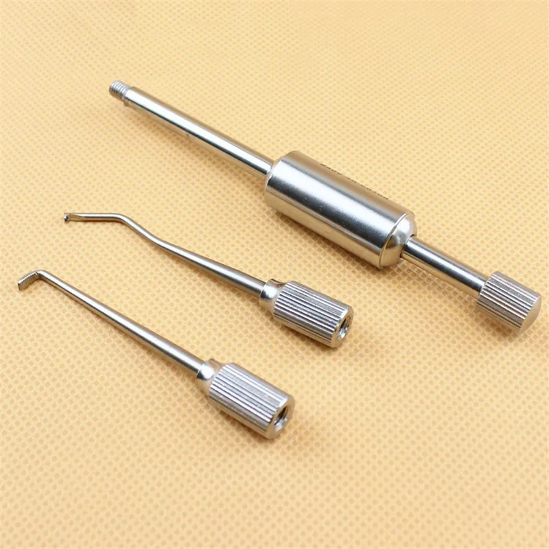 1 set Stainless Steel Manual Dental Crown Remover 2 Tips Press Button Dental Lab Equipment Dental Tools Material Manual Control