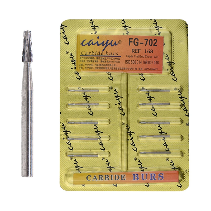 10 Pcs Dental Tungsten Steel Carbide Burs for High Speed Handpiece Bit Inverted Cone Bur/Fissure Bur Italy Dental Diamond FG