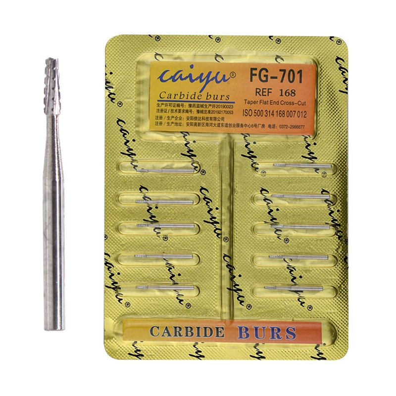 10 Pcs Dental Tungsten Steel Carbide Burs for High Speed Handpiece Bit Inverted Cone Bur/Fissure Bur Italy Dental Diamond FG
