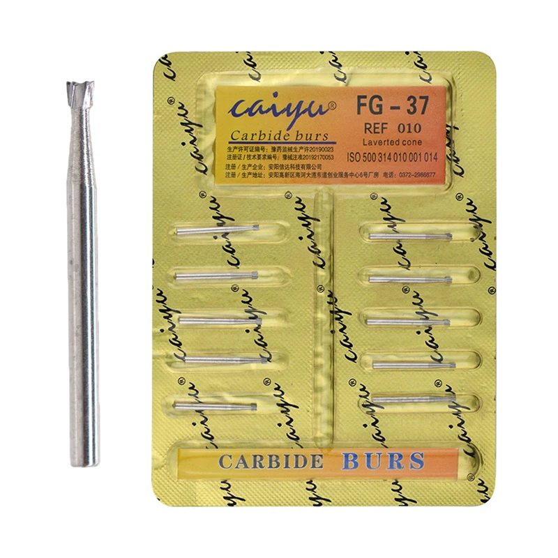 10 Pcs Dental Tungsten Steel Carbide Burs for High Speed Handpiece Bit Inverted Cone Bur/Fissure Bur Italy Dental Diamond FG