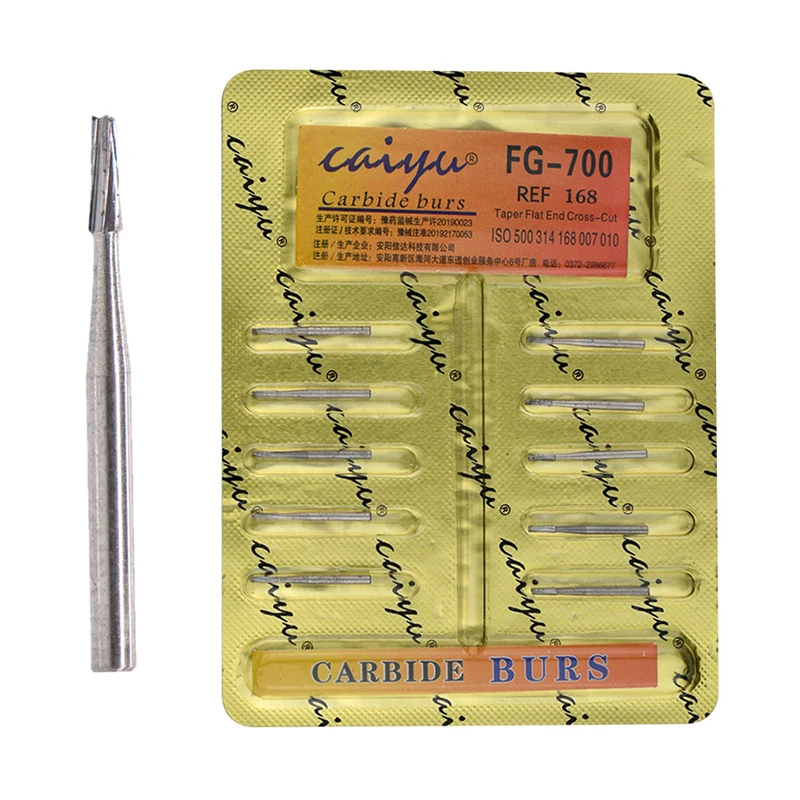 10 Pcs Dental Tungsten Steel Carbide Burs for High Speed Handpiece Bit Inverted Cone Bur/Fissure Bur Italy Dental Diamond FG