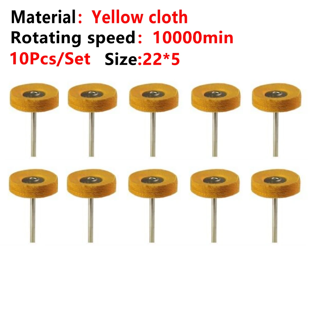 10Pcs Dental Laboratory Dentistry Odontologia Polishing Brush Wheel Rotary Tools 2.35mm HP Shank Wool Goat Cotton Black Buff