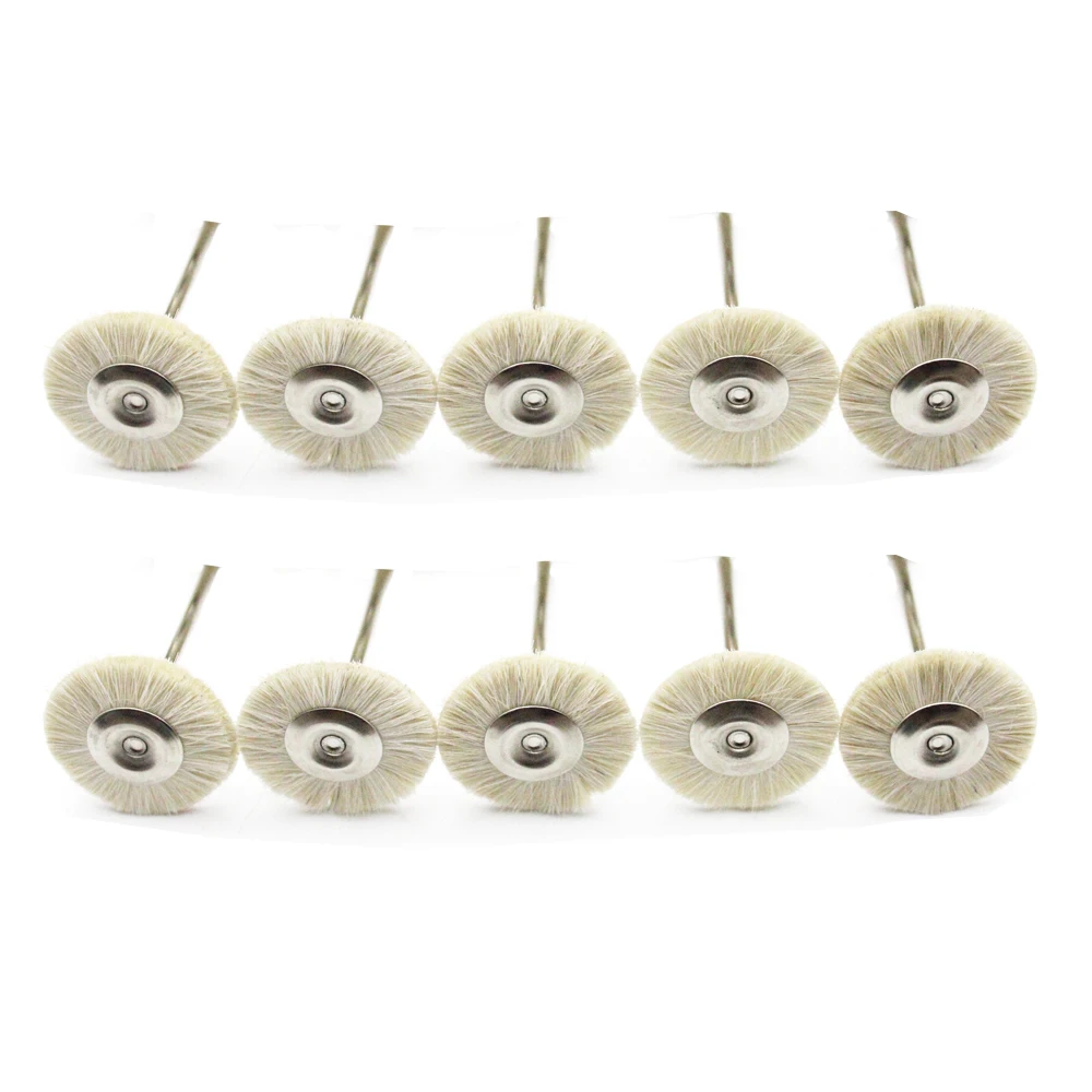 10Pcs Dental Laboratory Dentistry Odontologia Polishing Brush Wheel Rotary Tools 2.35mm HP Shank Wool Goat Cotton Black Buff