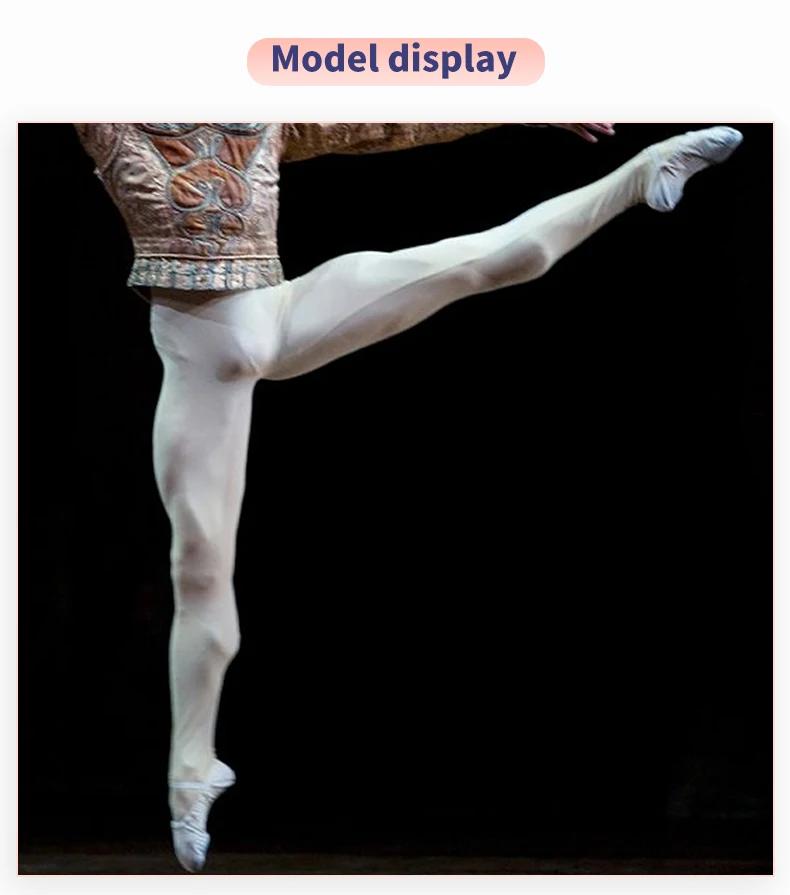 Mens Ballet Dance Tights Full Length Leggings Ballet Costume Training Pants Pantyhose Lycra Elastic Waistband White Black