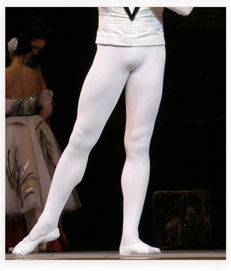 Mens Ballet Dance Tights Full Length Leggings Ballet Costume Training Pants Pantyhose Lycra Elastic Waistband White Black