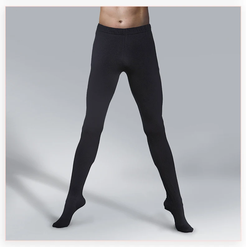 Mens Ballet Dance Tights Full Length Leggings Ballet Costume Training Pants Pantyhose Lycra Elastic Waistband White Black