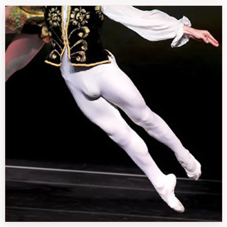 Mens Ballet Dance Tights Full Length Leggings Ballet Costume Training Pants Pantyhose Lycra Elastic Waistband White Black