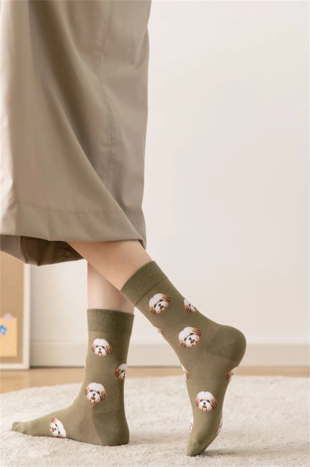New Cute Cartoon Dog Middle Tube Socks Japanese Ins Creative Female Sokken Shiba Inu Dalmatian Malzis Teddy Pomeranian Dropship