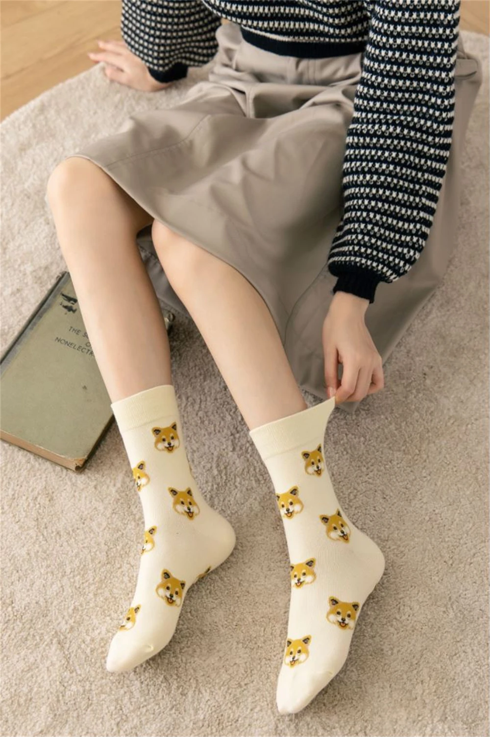 New Cute Cartoon Dog Middle Tube Socks Japanese Ins Creative Female Sokken Shiba Inu Dalmatian Malzis Teddy Pomeranian Dropship