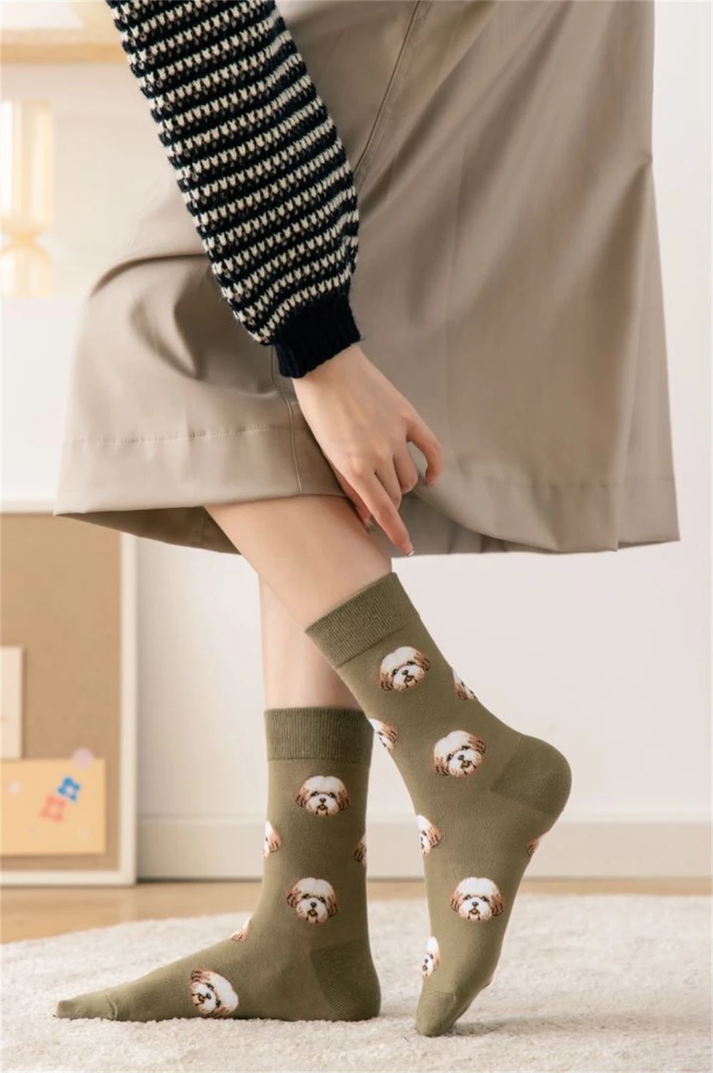 New Cute Cartoon Dog Middle Tube Socks Japanese Ins Creative Female Sokken Shiba Inu Dalmatian Malzis Teddy Pomeranian Dropship