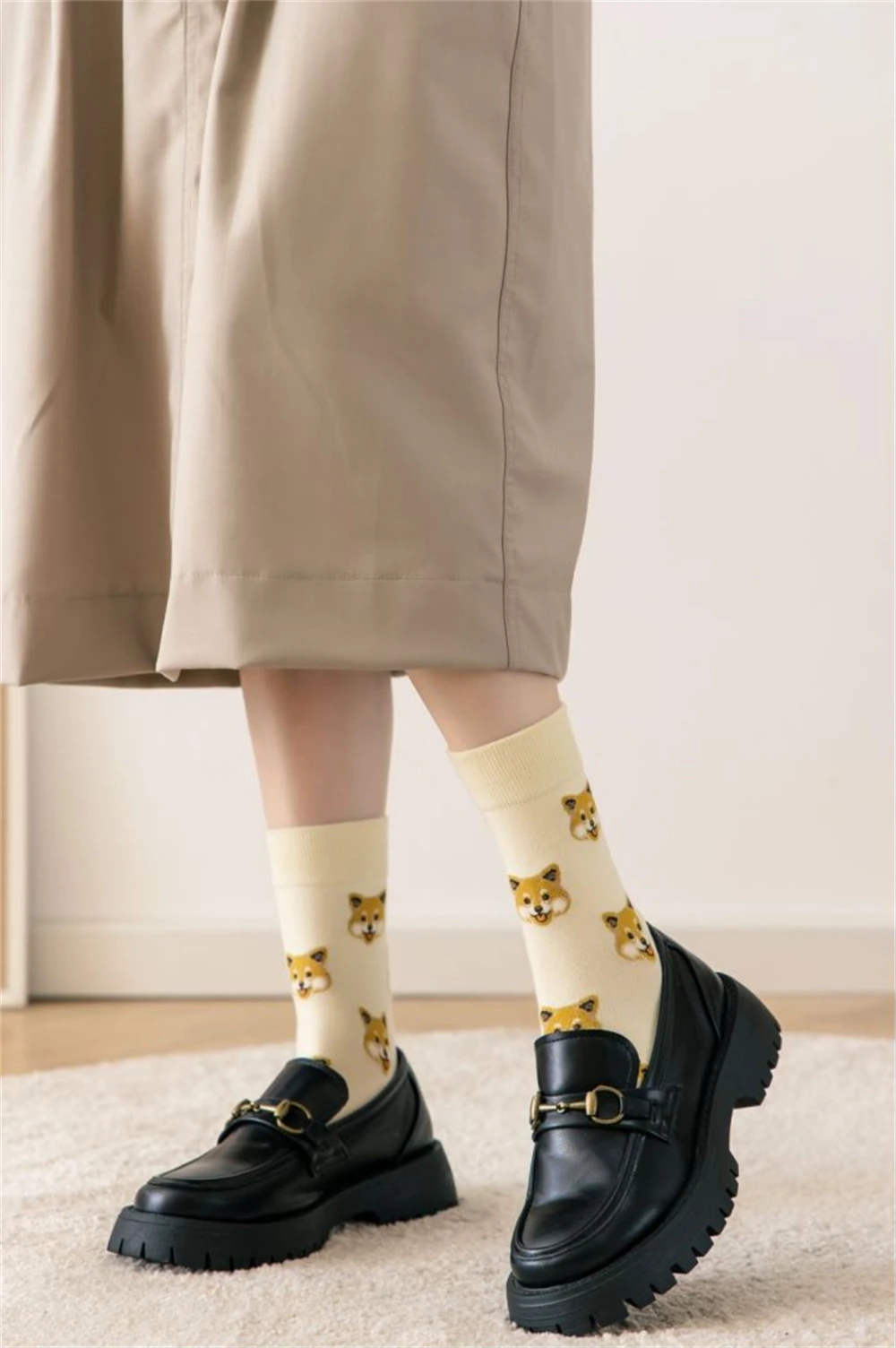 New Cute Cartoon Dog Middle Tube Socks Japanese Ins Creative Female Sokken Shiba Inu Dalmatian Malzis Teddy Pomeranian Dropship