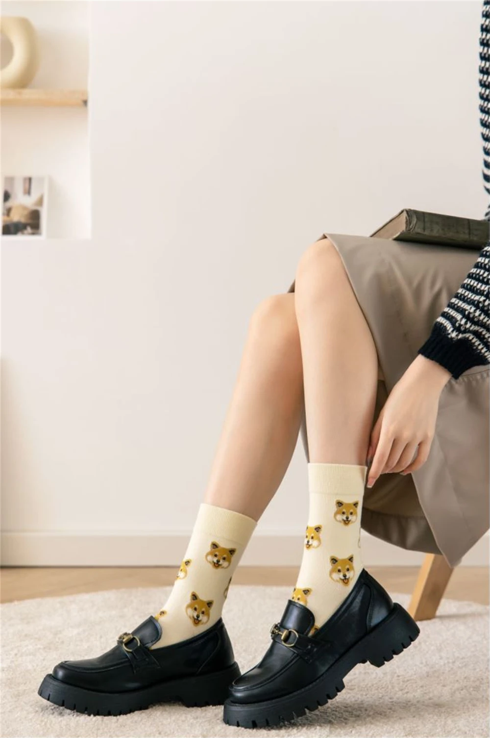 New Cute Cartoon Dog Middle Tube Socks Japanese Ins Creative Female Sokken Shiba Inu Dalmatian Malzis Teddy Pomeranian Dropship