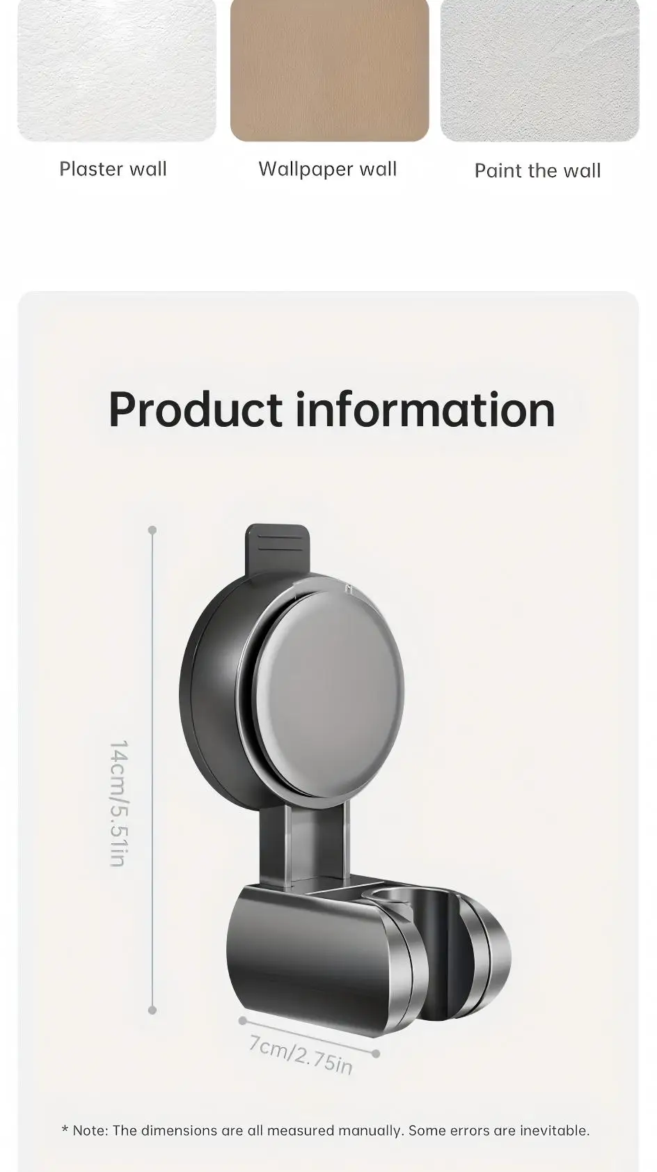 1Pc Universal Shower Head Holder Adjustable Strong Adhesive ABS Shower Brackets Suction Cup Wall Mount Waterproof Shower Base