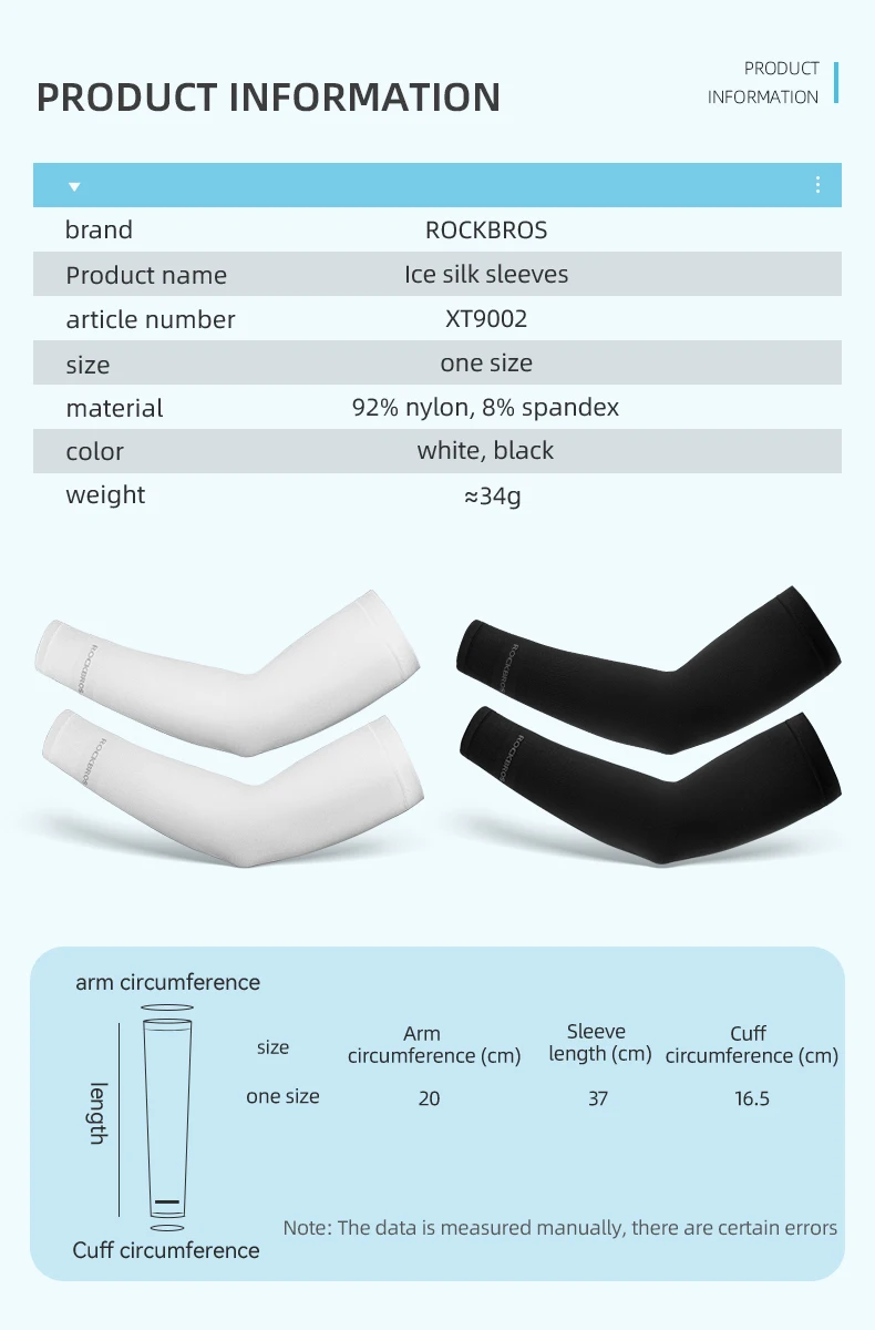 ROCKBROS Ice Silk Bicycle Sleeves Summer Breathable Cycling Arm Protection Outdoor Sun UV Protect Sports MTB Road Bike Sleeves