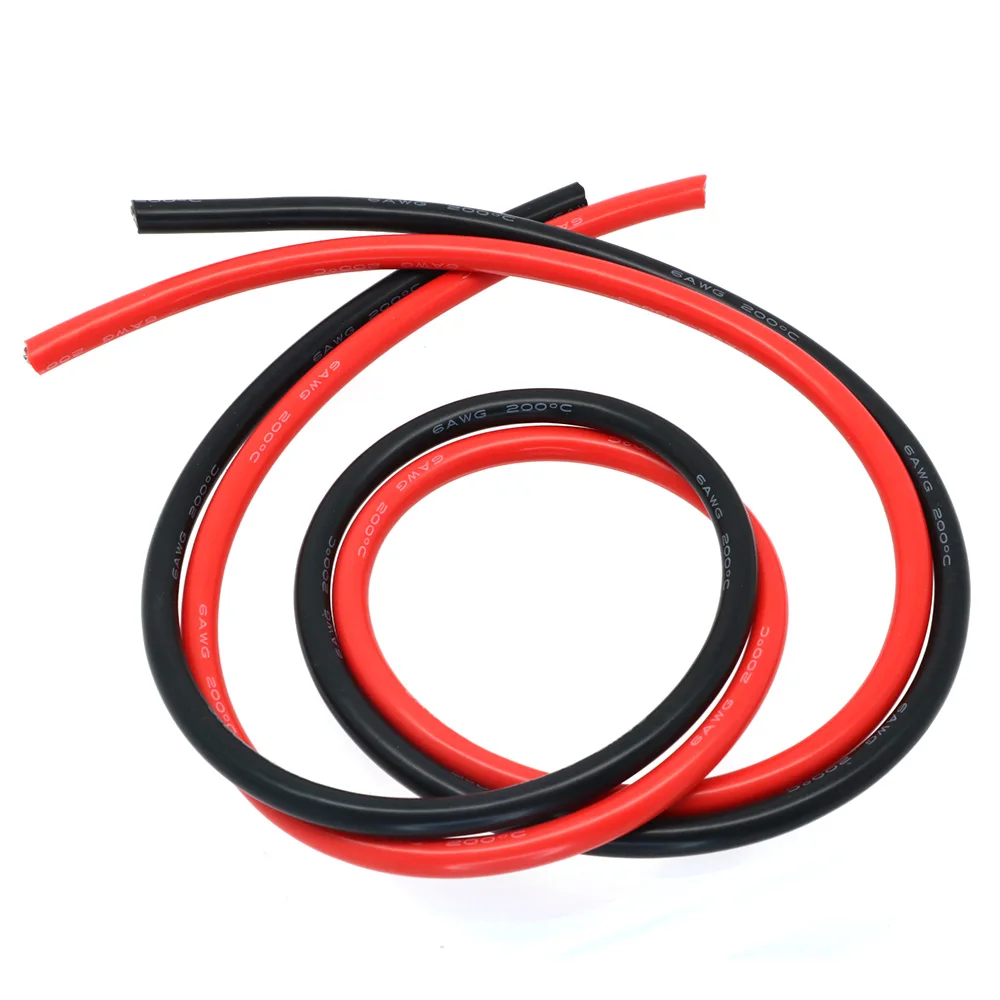 2 Meter Silicon Wire 8 10 12 14 16 18 20 22AWG Heatproof Soft Silicone Silica Gel Wire Cable (1Meter Red+1Meter Black) )