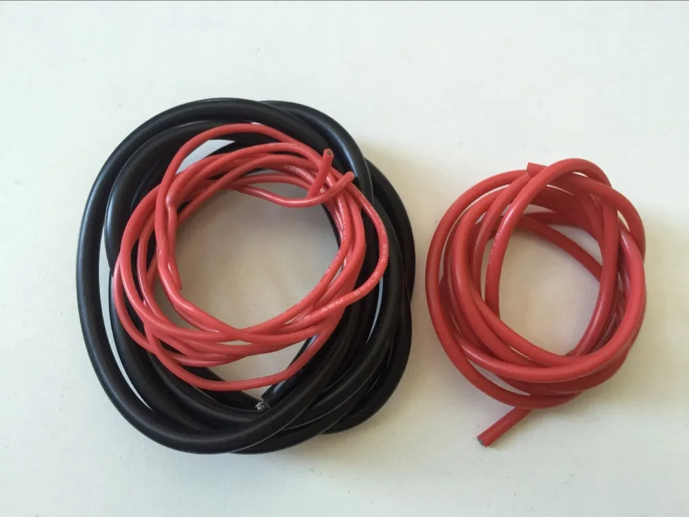2 Meter Silicon Wire 8 10 12 14 16 18 20 22AWG Heatproof Soft Silicone Silica Gel Wire Cable (1Meter Red+1Meter Black) )